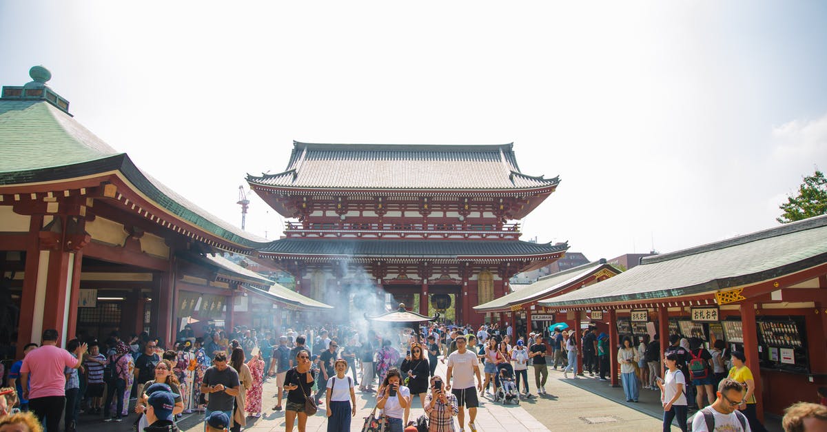 72-hours Tokyo Metro Pass from Narita to Asakusa - Unrecognizable tourists walking near old Buddhist temple in city