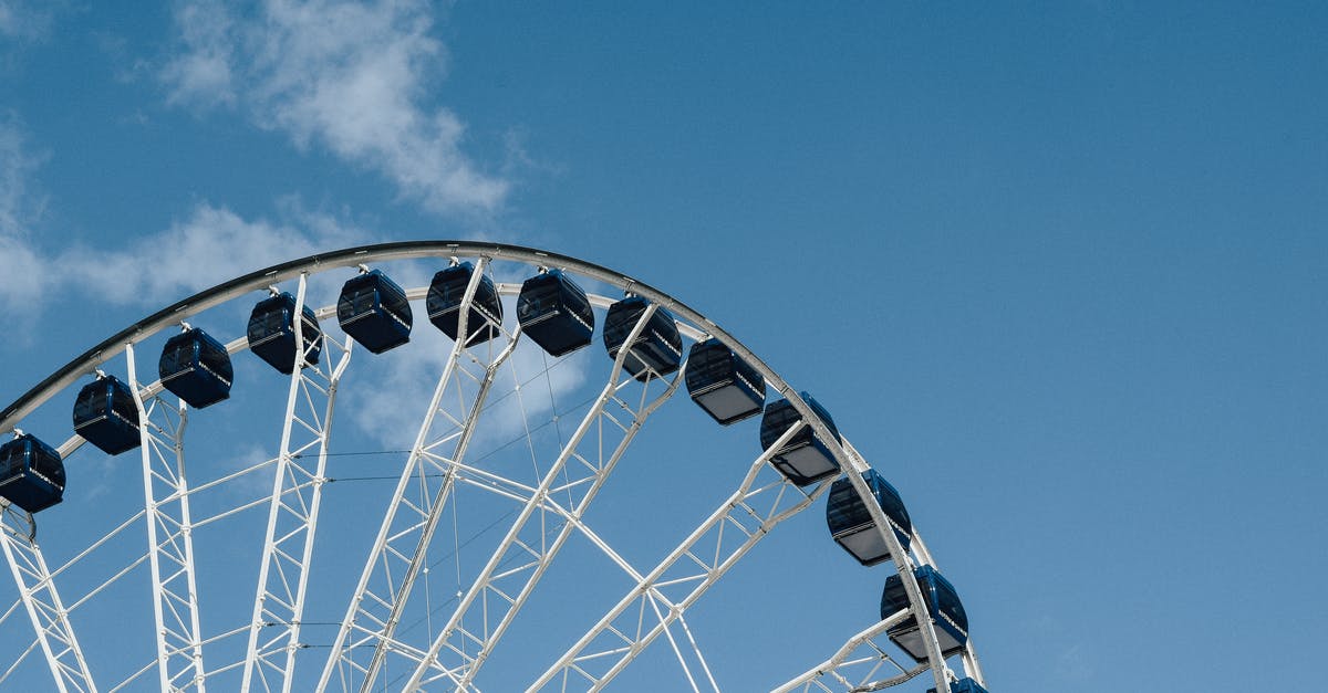 Amusement parks in the New York City area - From below of contemporary observation wheel located in city against blue sky in daytime