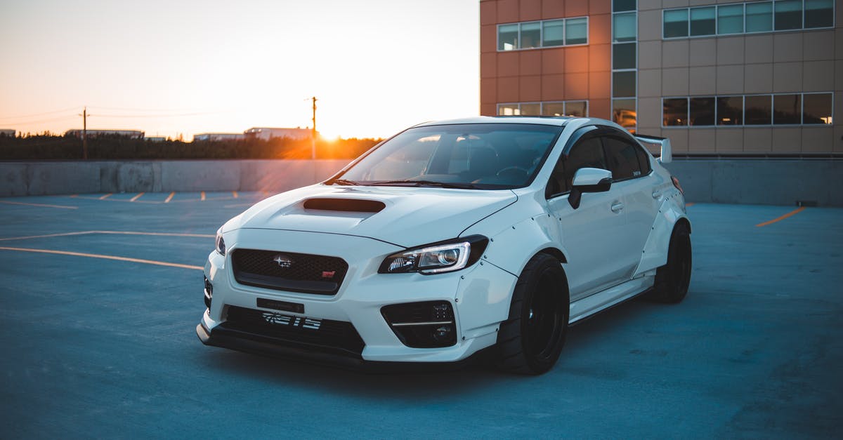 Amusement parks in the New York City area - Powerful white car on industrial building parking at sunset