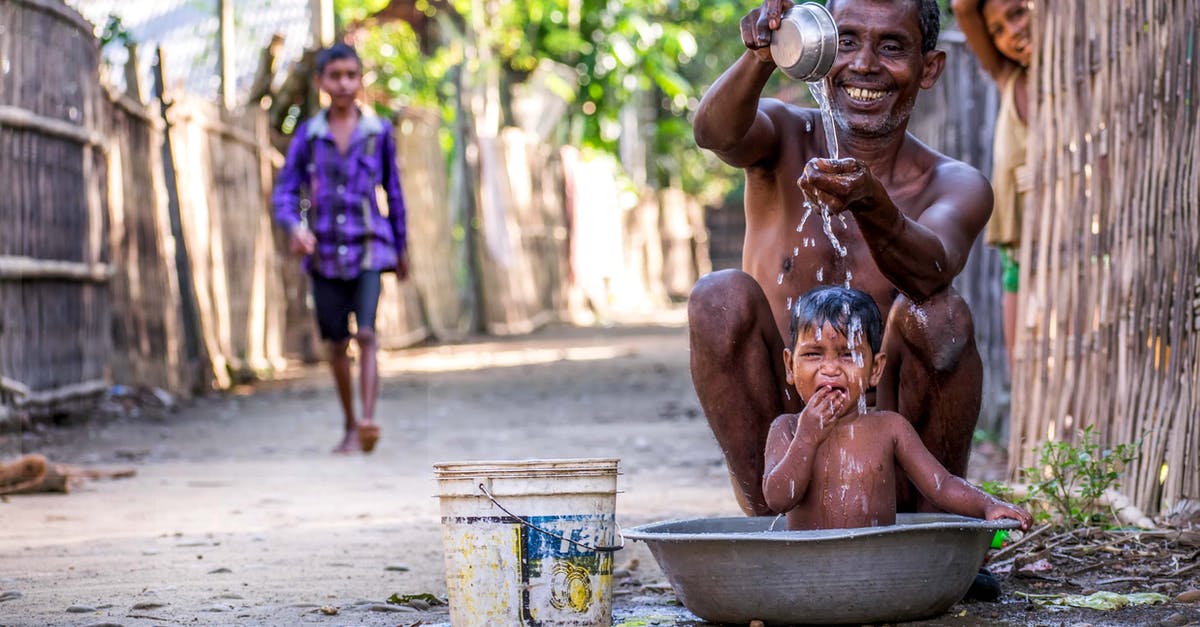 Applyin Child passport when dad is in India [closed] - Father Bathing His Son in Gray Basin With Water