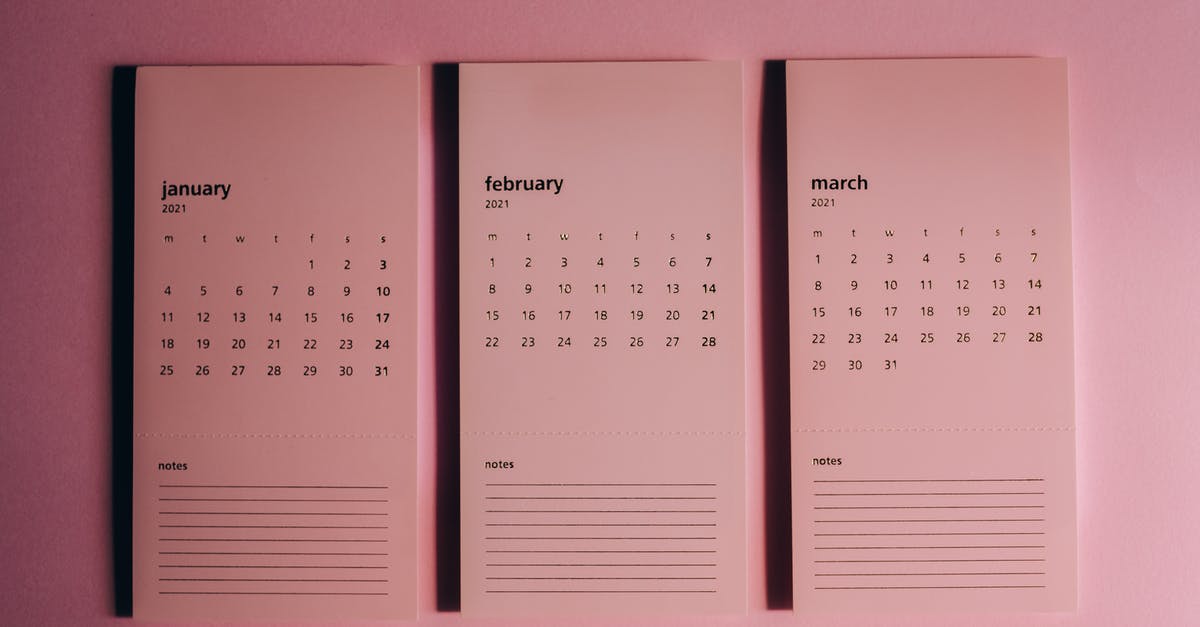 Appointment date - Set of monthly calendars with weekly dates