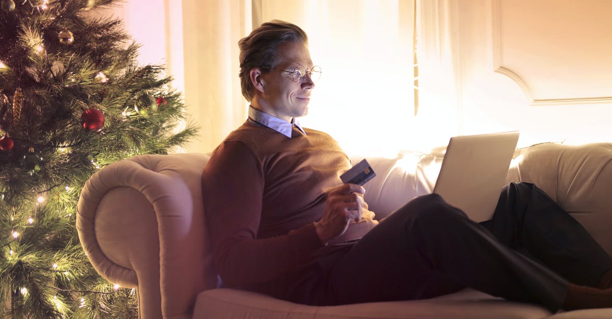 Are credit cards accepted in Strasbourg Christmas markets? - Man in Brown Long Sleeve Sweater and Black Pants Sitting on Brown Sofa Chair Using Laptop