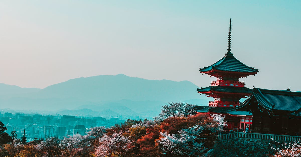 Are most flights to Japan staffed by hosts with good Japanese? - Red and Black Temple Surrounded by Trees Photo