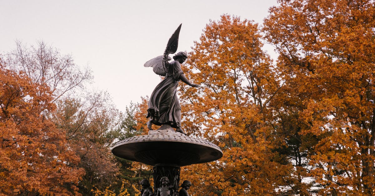Are there Spirit Airlines kiosks at the airport on St Thomas, US Virgin Islands? - Statue of angel in peaceful autumn park