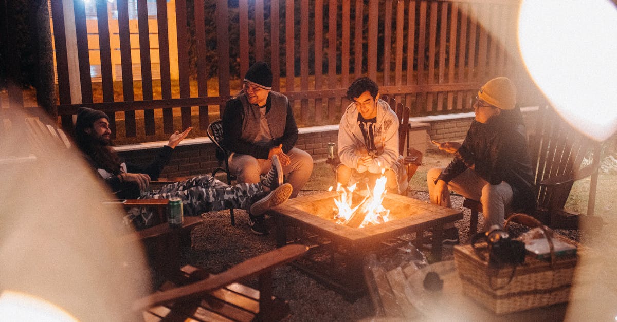 As a tourist, can I try firearms in California? - Friends talking against burning fire at dusk in campsite