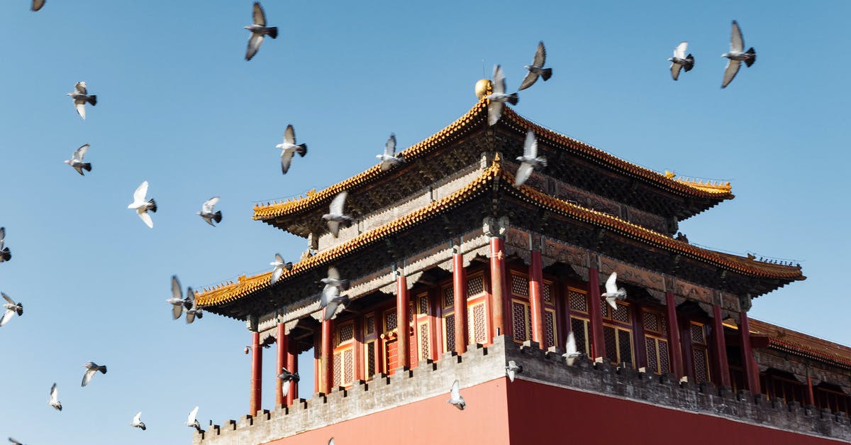 ATMs in China - are they widespread? - Traditional Chinese Architecture and Pigeons in Blue Sky