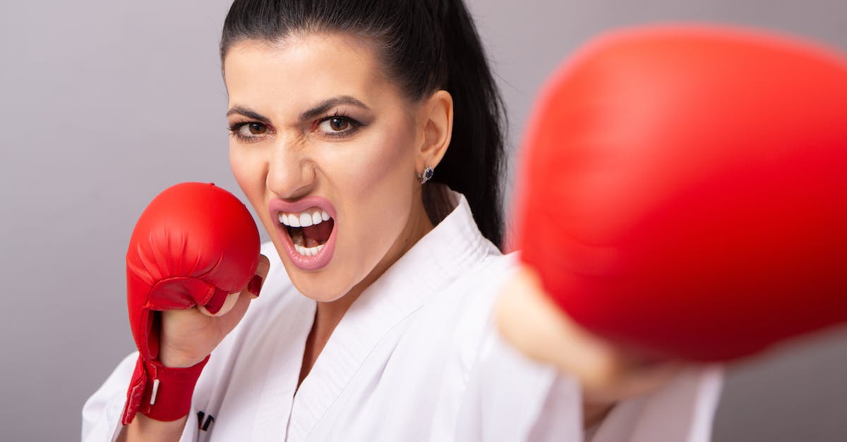 Australian to Japanese power converter? - Karateka in red gloves performing punch on gray background