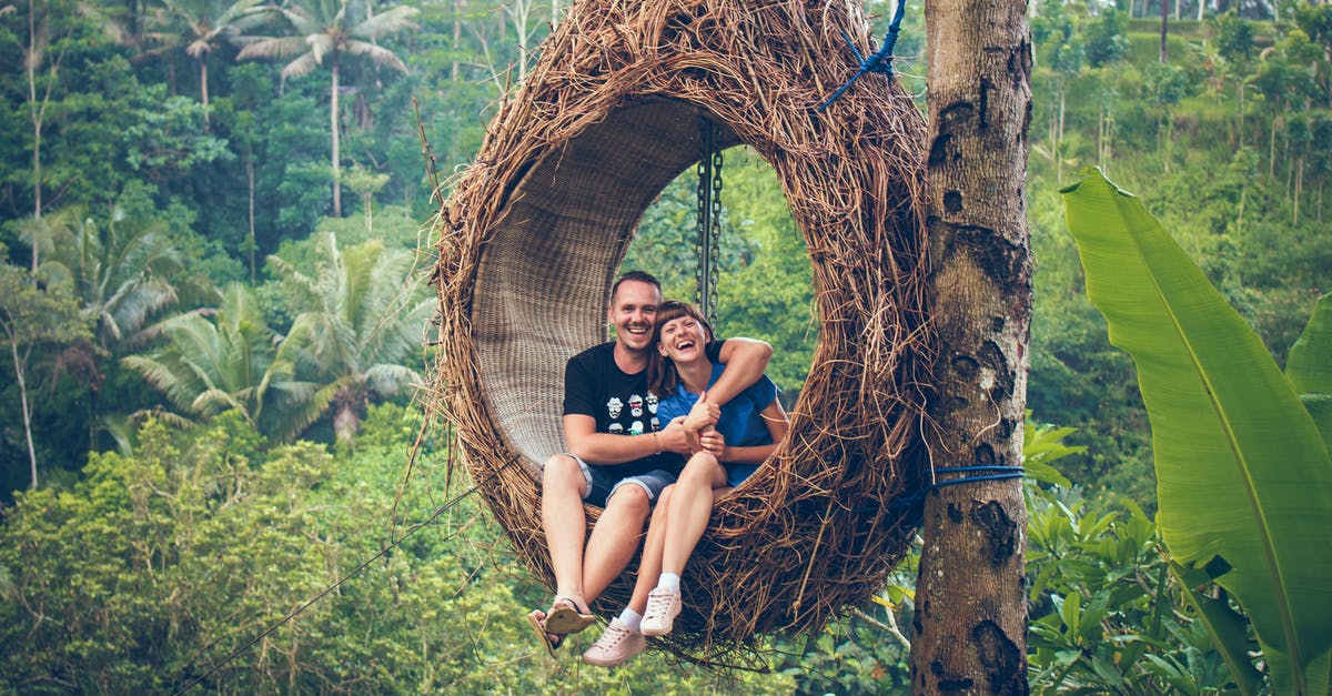 Australian travelling to EU before the date of my visa - Man and Woman Sitting on Hanging Chair by a Tree