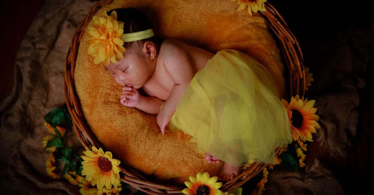 Being separated from one's young children on a flight - A Newborn Baby Sleeping on a Woven Basket with Cushion