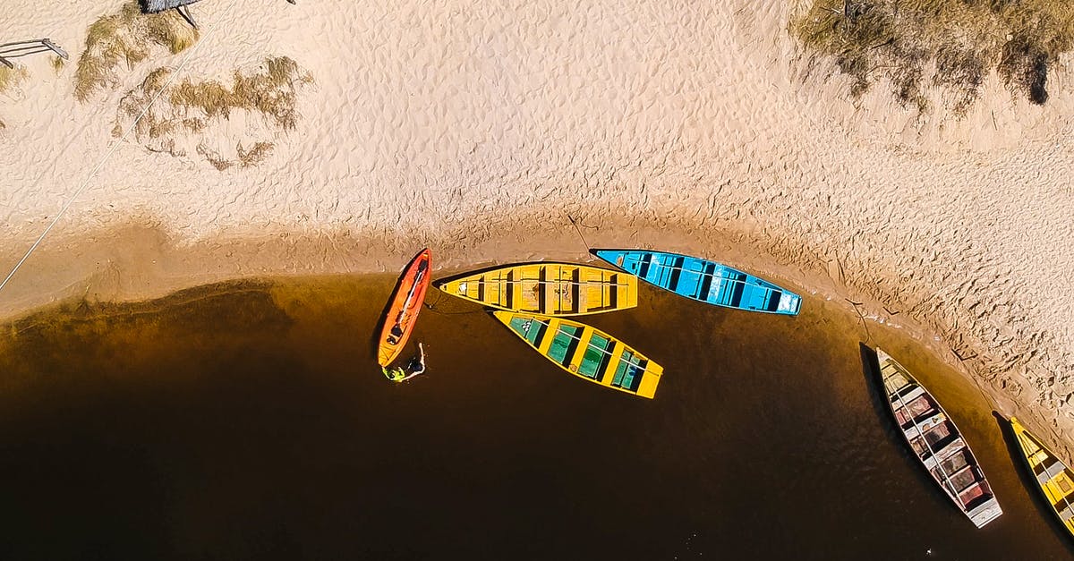 Boat from Phnom Penh to Siem Reap in April - Top View of Assorted-colored Row Boats