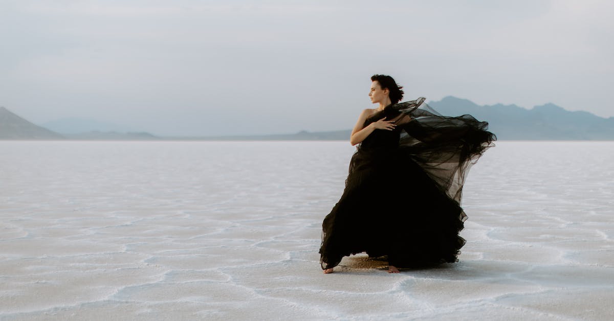 Bonneville Salt Flats - access? - A Woman in Black Gown Standing on the Bonneville salt Flats