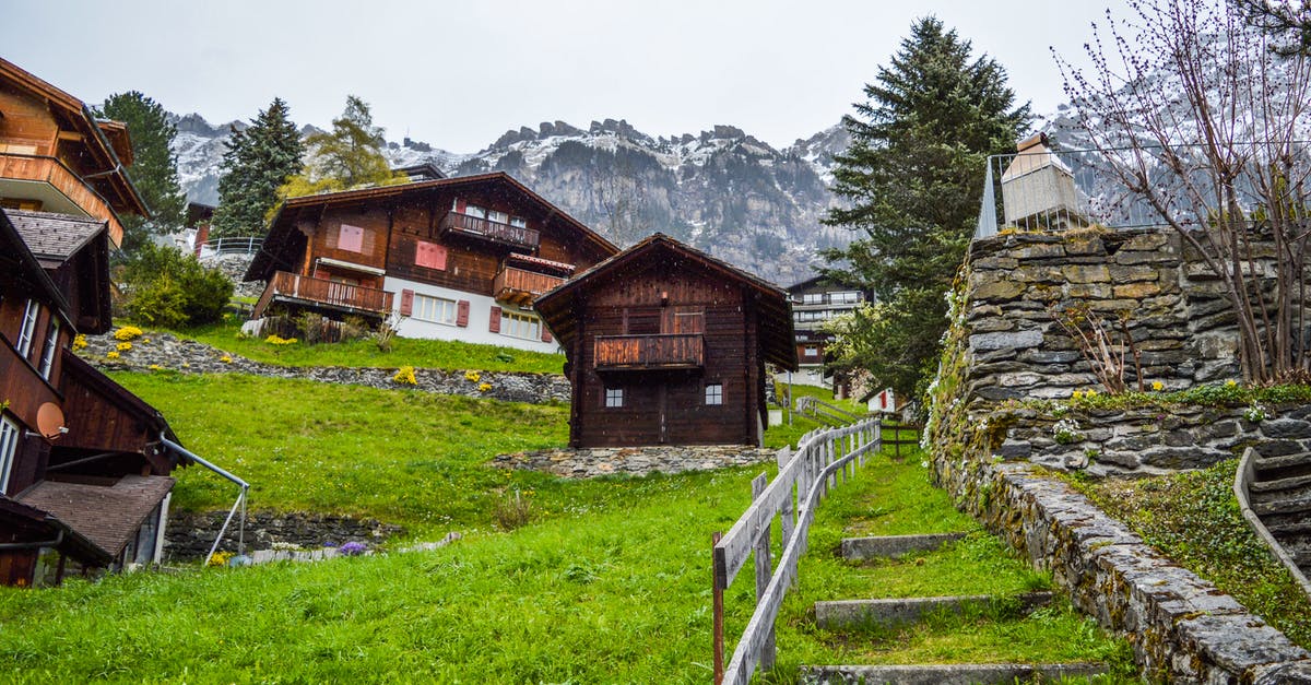 Bringing gemstones from Madagascar to an auction house in Switzerland [closed] - From below exteriors of simple wooden houses located on green grassy slope of hill near snowy mountains in Switzerland