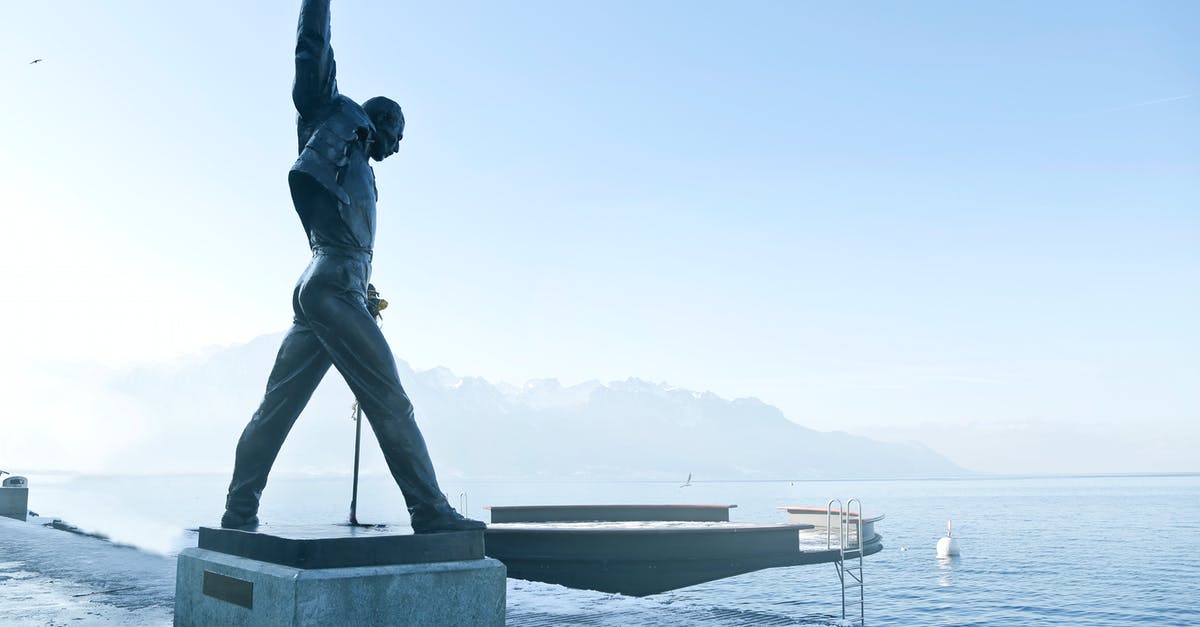 Butterfly Hunting in Montreux Switzerland - Gray Metal Statue of Man Raising Hand Near Dock