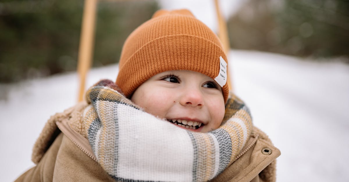 Buying second-hand winter clothes in northern China - Baby in Brown Coat Wearing Orange Knit Cap