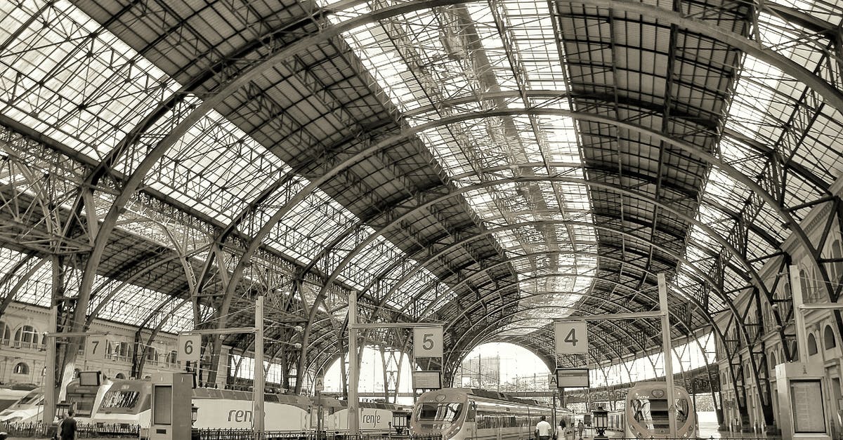 Buying stamps in Barcelona Sants station - View of Railroad Station