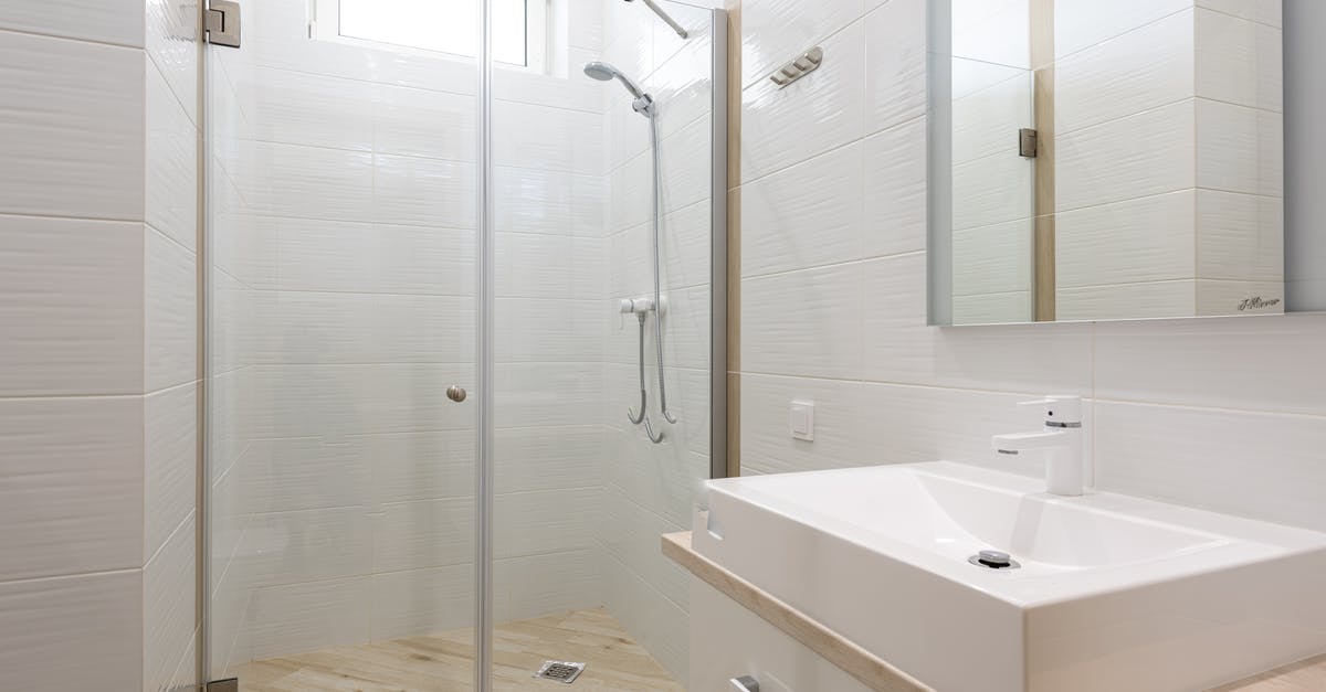 Cabin luggage on Australian domestic flights - Interior of bathroom with shower cabin