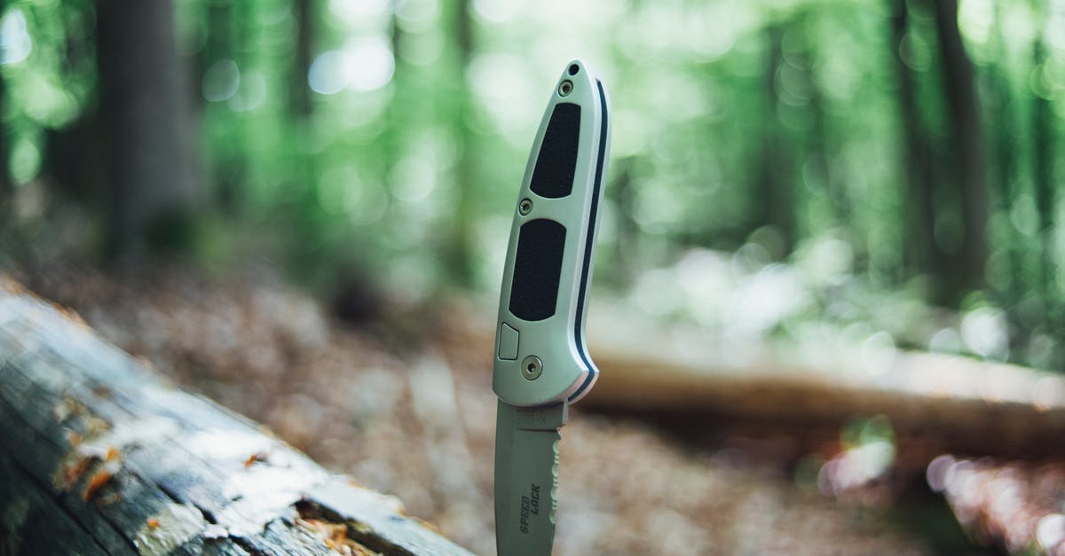 Camping Equipment for Kruger - A Silver Hunting Jack Knife on the Wood