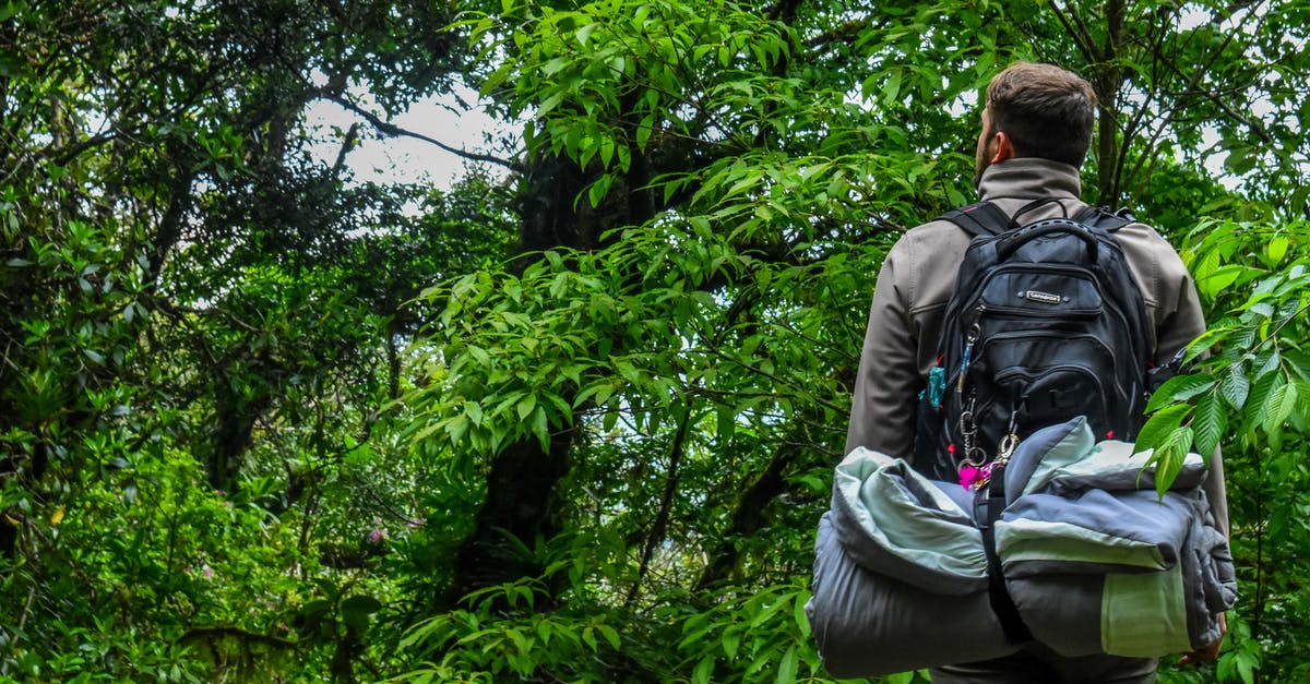 Camping in WA/OR during the off-season - Man Carrying Camping Backpack Standing In-front of Tree