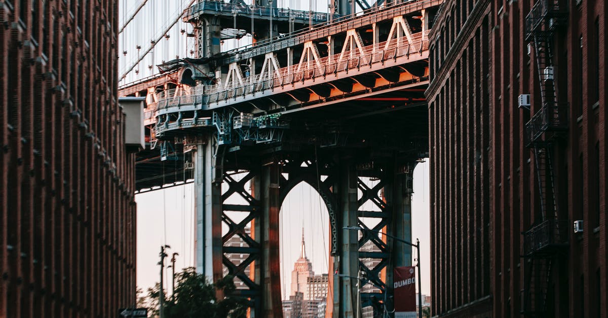 Can a US citizen enter the US with a Green Card? - Bridge with metal arch among concrete buildings