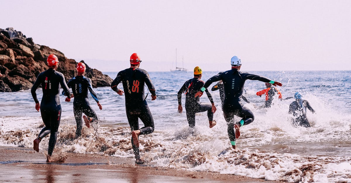 Can an Indian enter Denmark 1 day before visa starts? - Faceless sportspeople in wetsuits entering sea