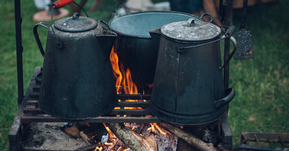 Can I bring methylated spirits camping fuel into Russia? - Three Black and Gray Pots on Top of Grill With Fire on Focus Photo