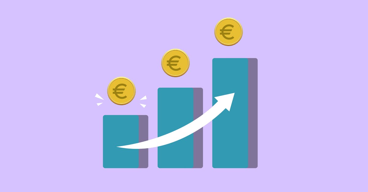 Can I deposit 500 Euro banknotes at bank in Netherlands? - Vector illustration of income growth chart with arrow and euro coins against purple background