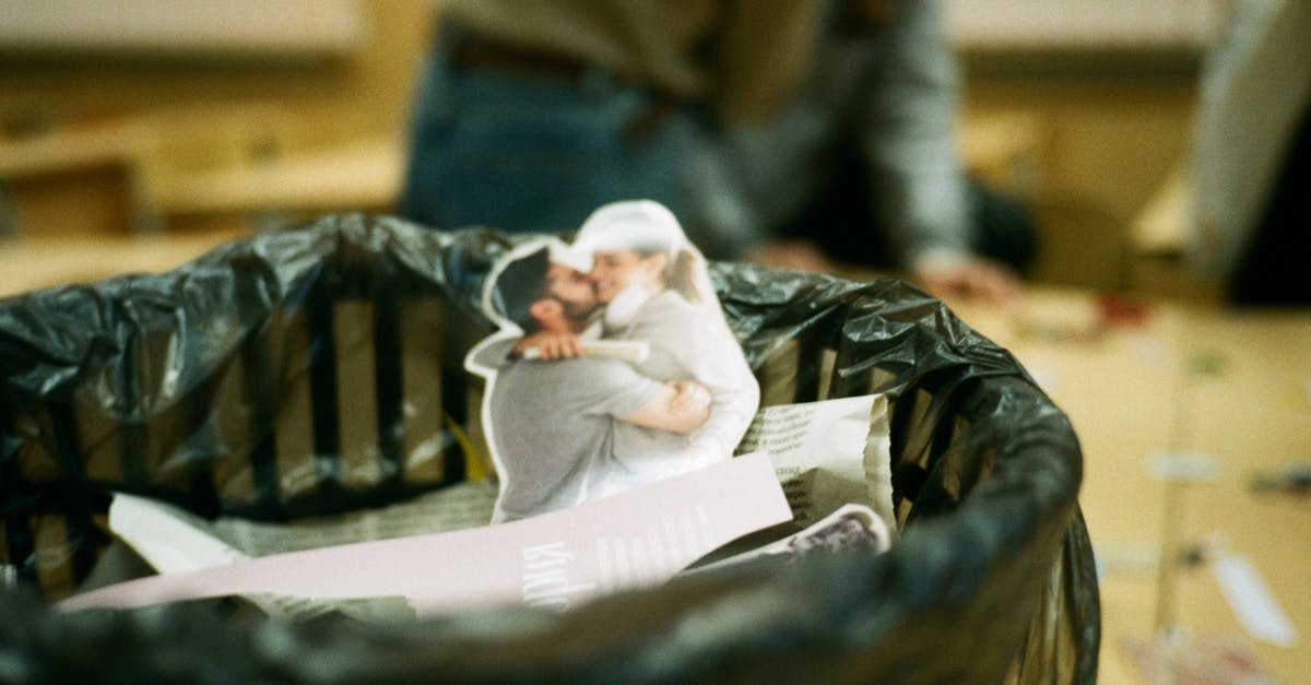 Can I recheck-in bag at Paris - Cut photo of embracing couple in rubbish can