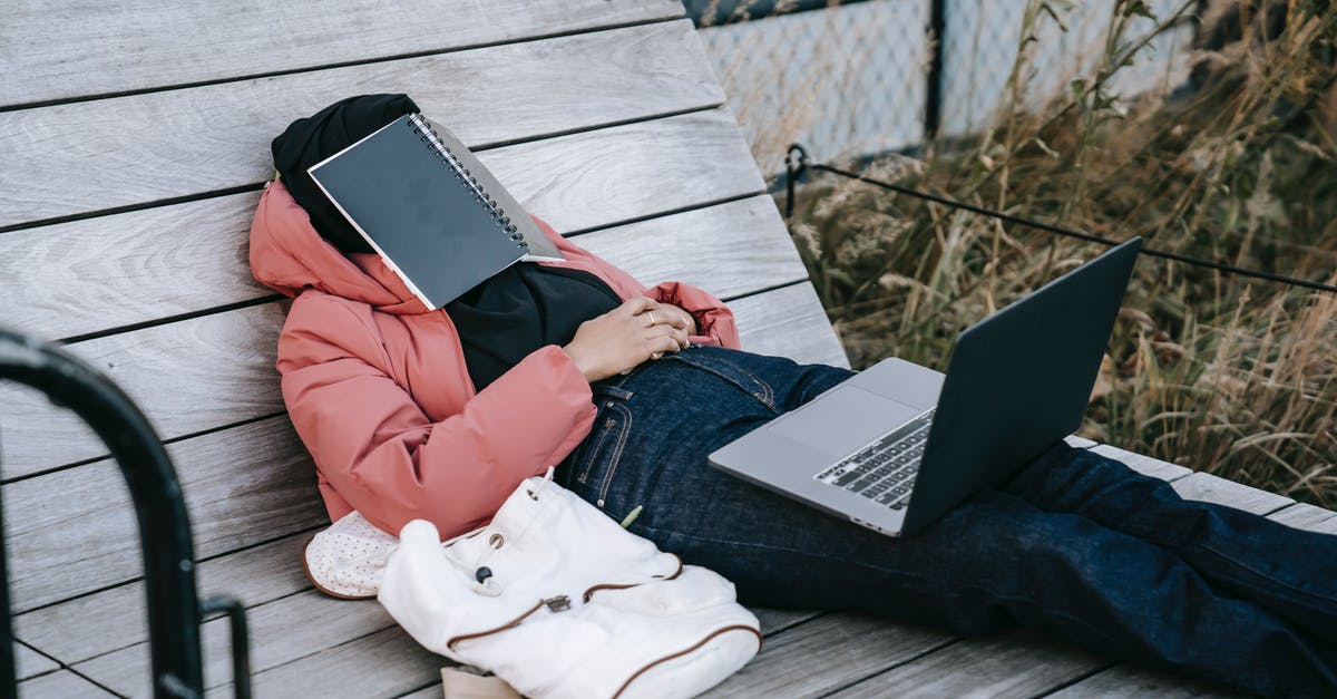 Can I sleep on a bench at St Petersburg Moskovsky station? - Unrecognizable woman with laptop resting on bench in park