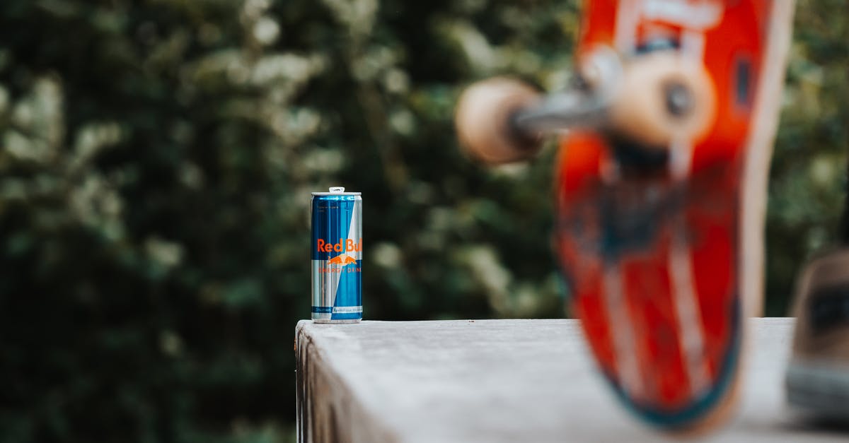 Can I take my skateboard on Ryanair flight? - Selective Focus Photo of an Energy Drink