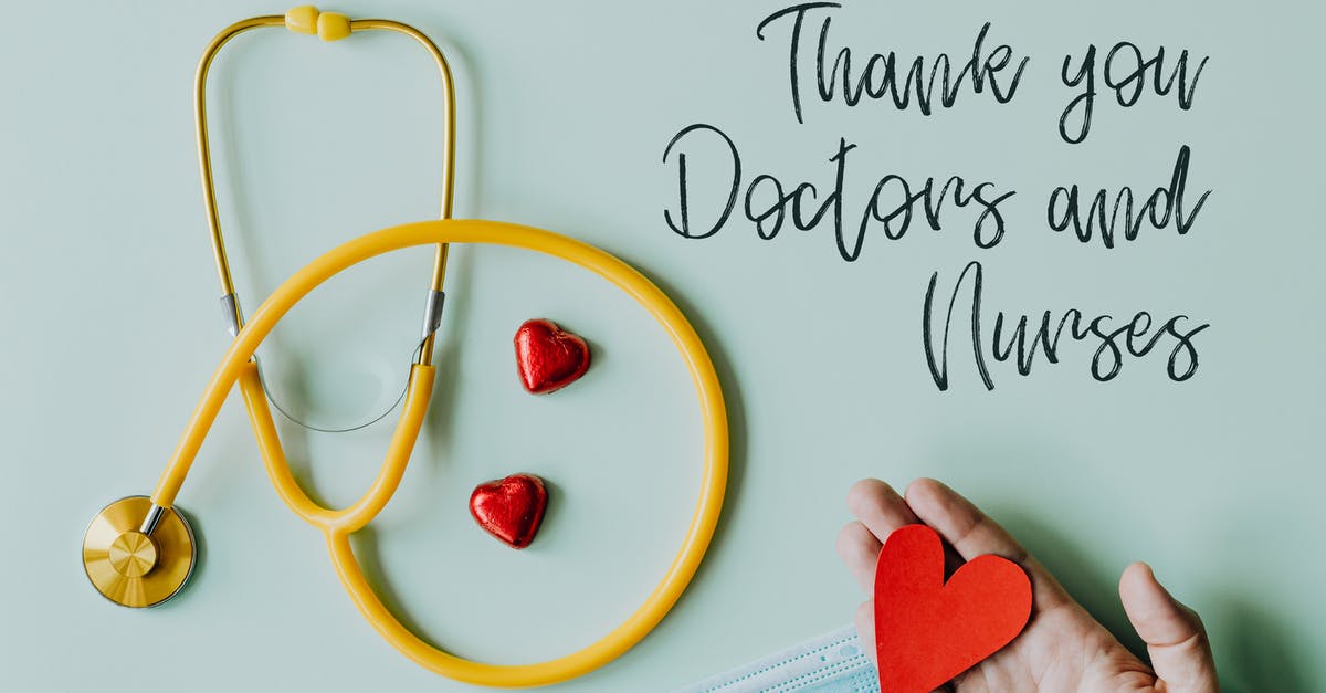 Can you sue the airline if you get sick after flying? - Yellow stethoscope composed with red hearts on white background with thank you doctors and nurses text and medical mask