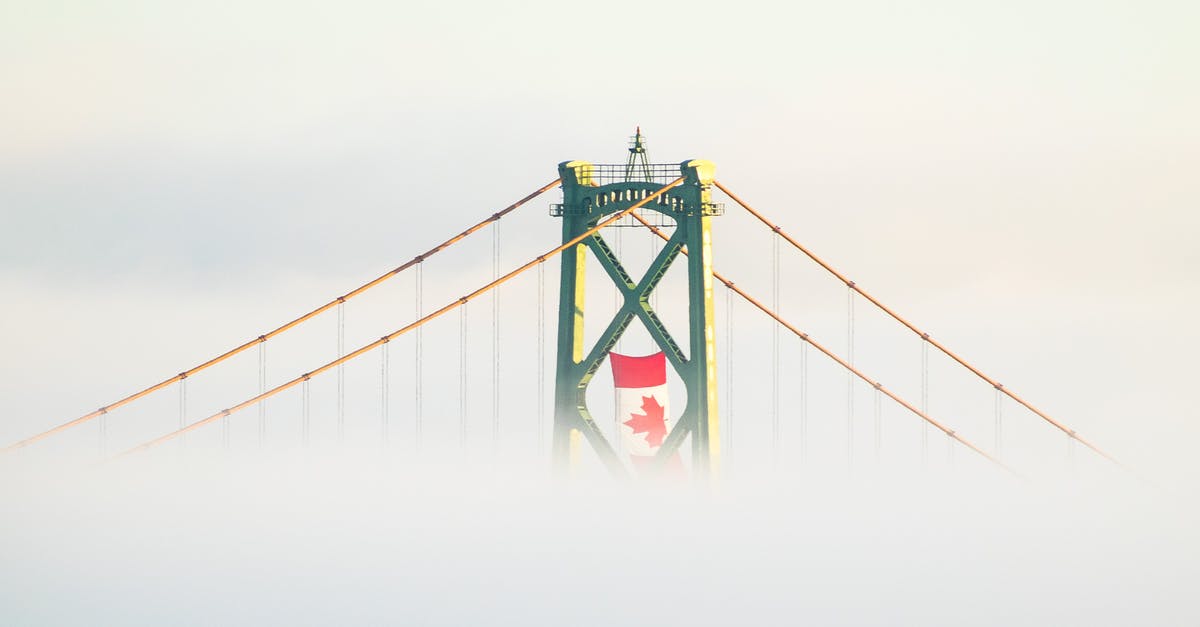 Canada Low Cost Airline - The Canadian Flag Hangs Above A Suspension Bridge