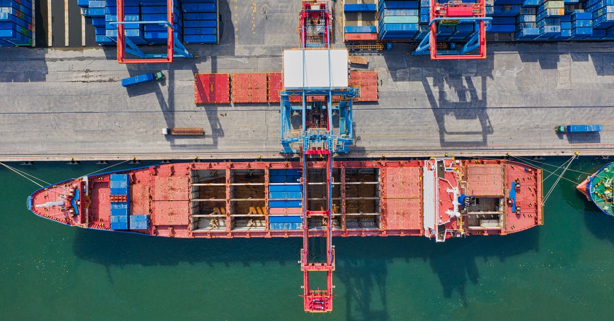 Canadian customs exception: shipping? - Aerial Photo of Cargo Ship Near Intermodal Containers