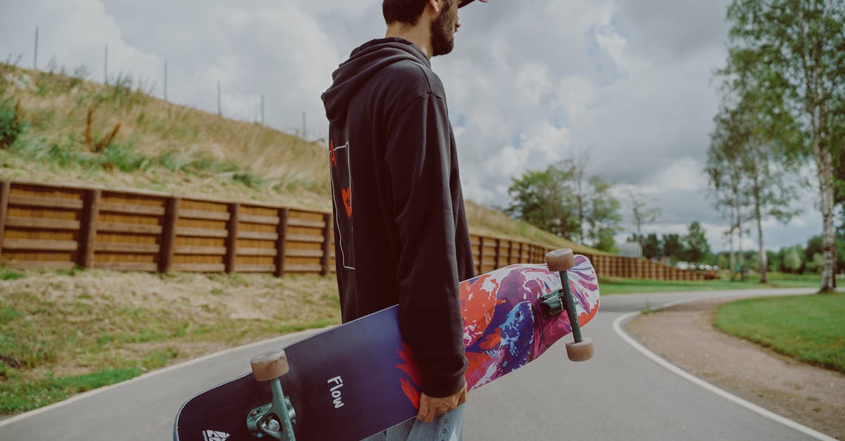 Carrying a longboard on a Germanwings-Eurowings flight - Man in Black Hoodie Jacket Carrying a Skateboard