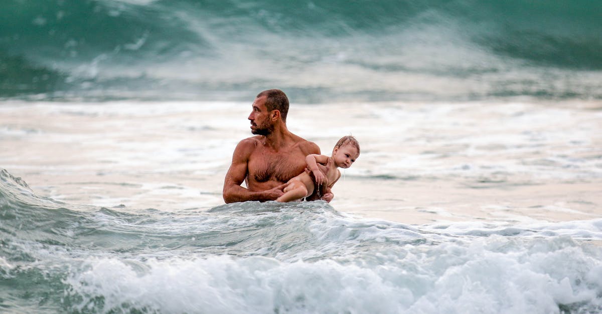 Carrying Liquor from Germany to India - Shirtless Man Carrying a Child in the Middle of the Ocean