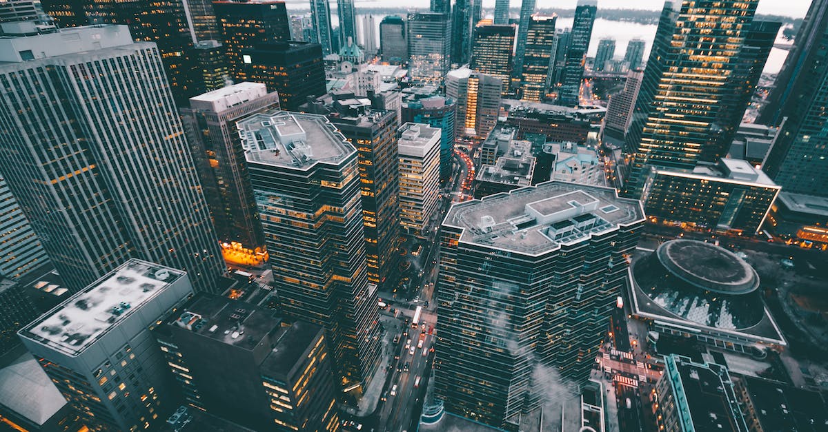 Cheap travel to Toronto from California - Aerial Photo of City Commercial Buildings