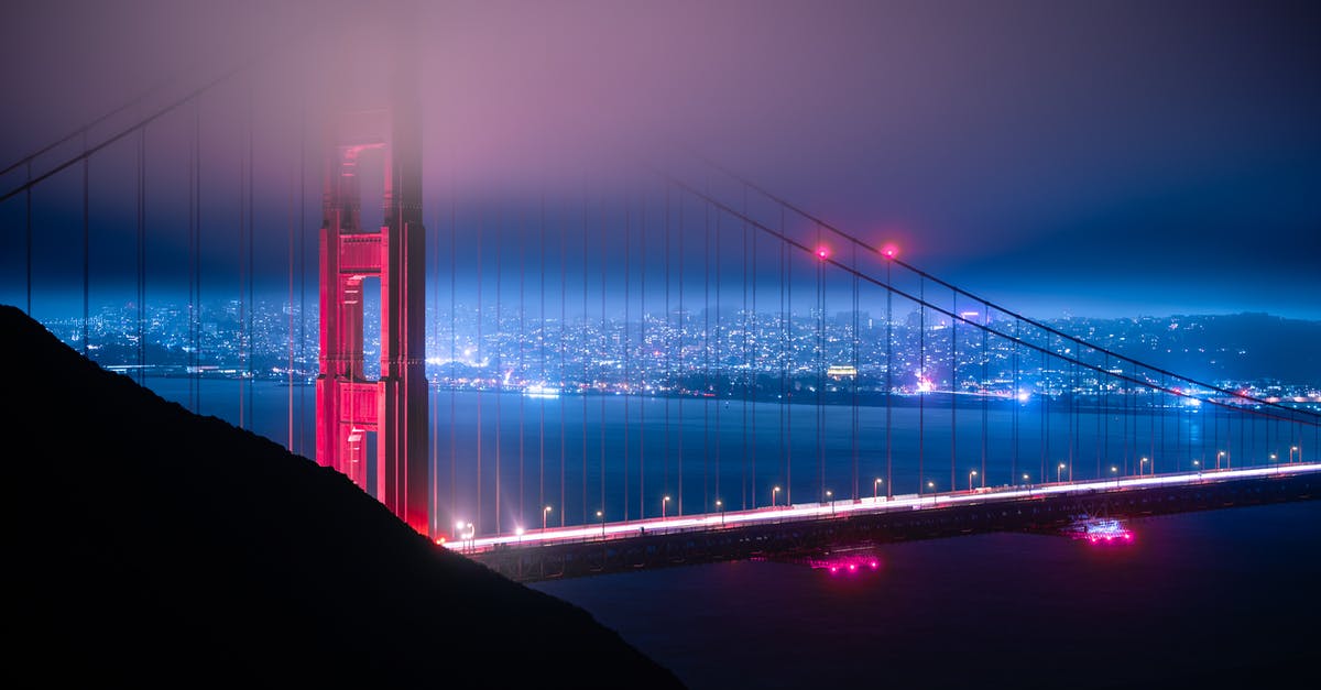 Checking in baggage early with United Airlines at San Francisco - Golden Gate Bridge during Night 