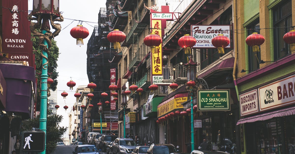 Chinese VISA Q2 10 year - Tourist to Work - Vehicles Parked Beside Buildings Under Red Chinese Lanterns