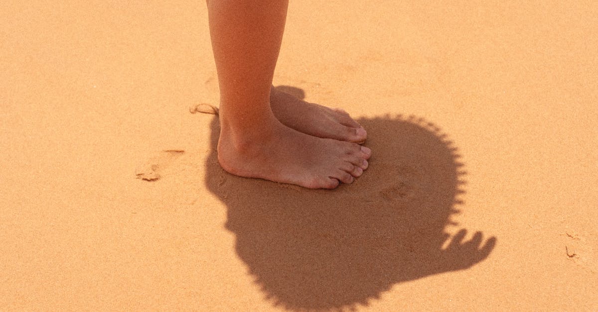 Completing second leg of travel on a different day - Faceless person on sandy coast in sunlight