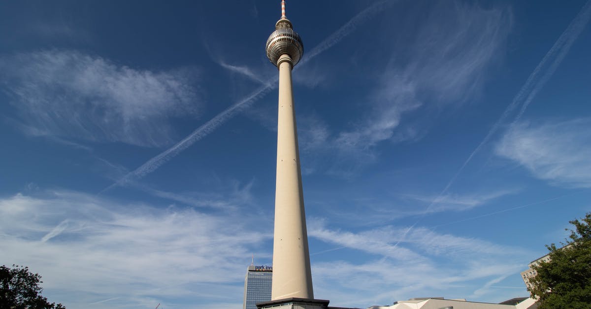 Connect flight from Berlin (Germany) to Palma (Spain) refusing us - Exterior of Berlin TV tower against blue sky