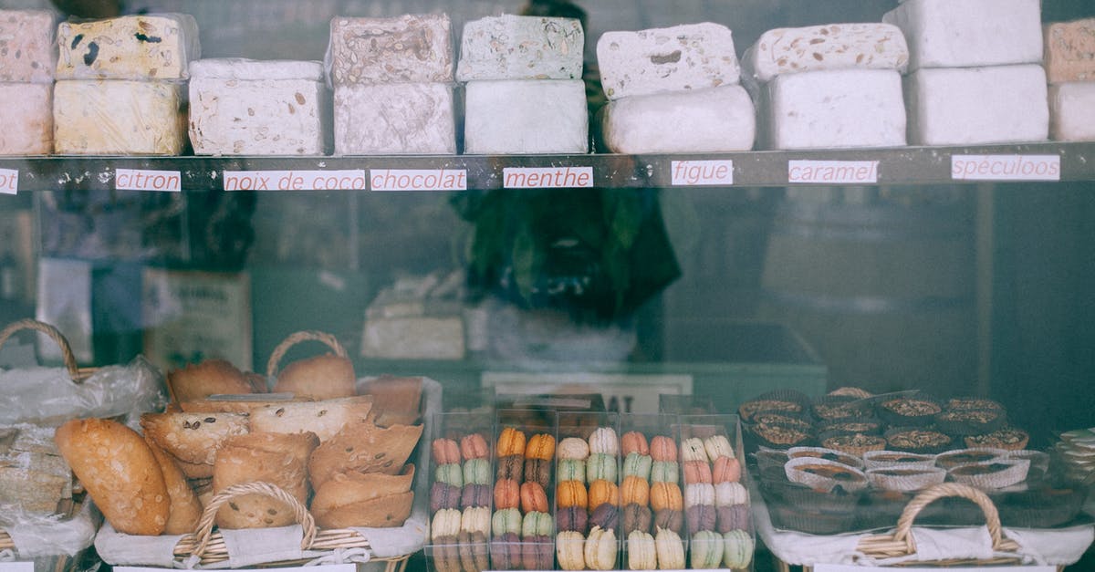 Connecting flight through Dubai with an Israeli/Jewish name - Assorted yummy sweets and bakery products places on counter of confectionery shop in daytime