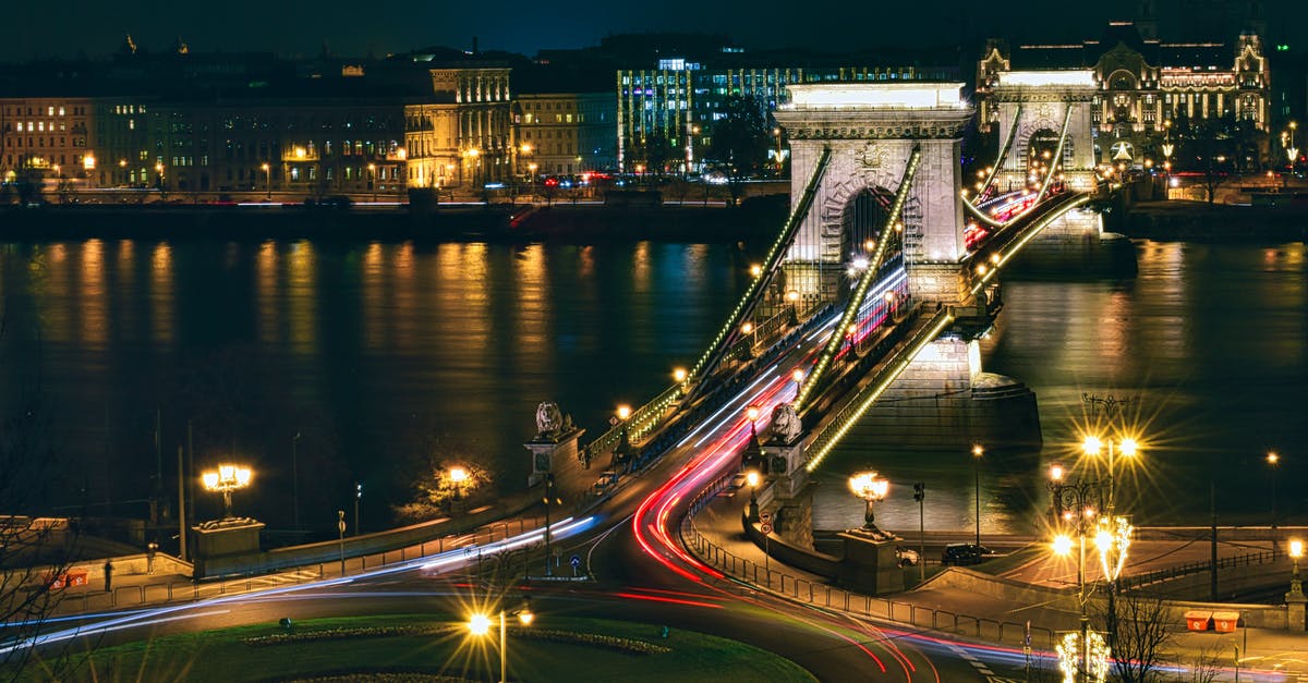 Connection time in Budapest is 55 minutes enough? - Aerial Photography of Lighted Chain Bridge