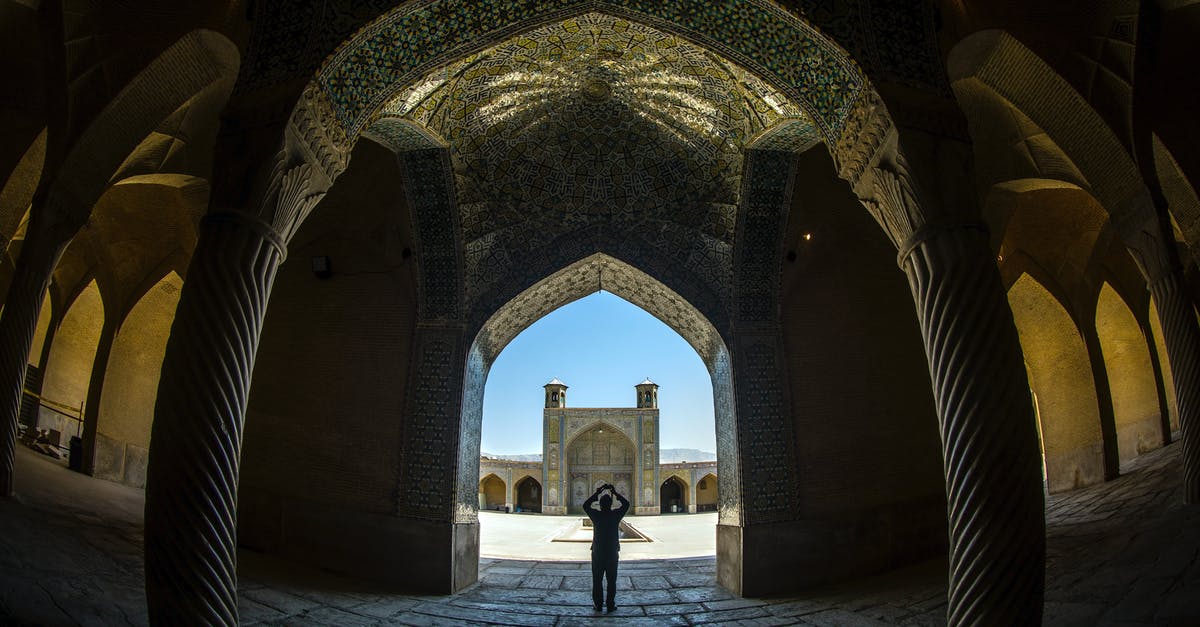 Consequences of travelling to Iran - Fisheye Shot Of A Person InSide A Building With Columns And Ornate Ceiling