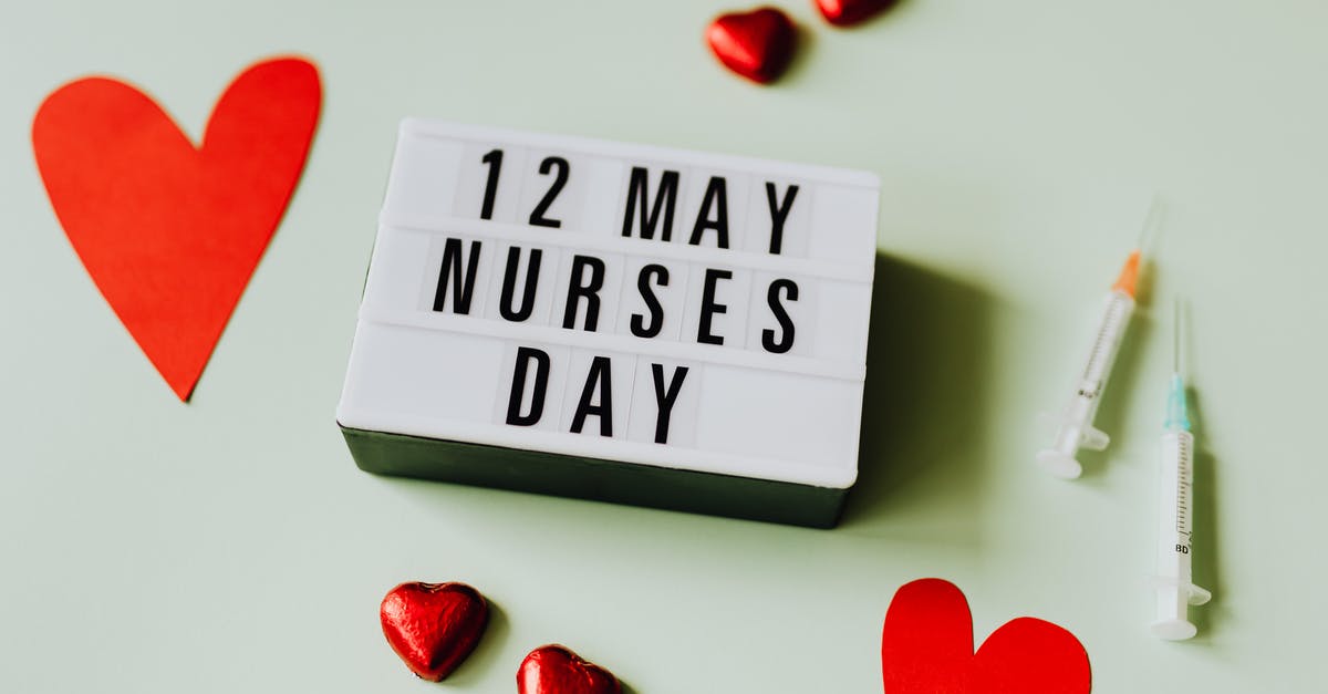 Counting days before/after traveling for COVID purposes - Nurses Day Sign with Hearts and Syringes