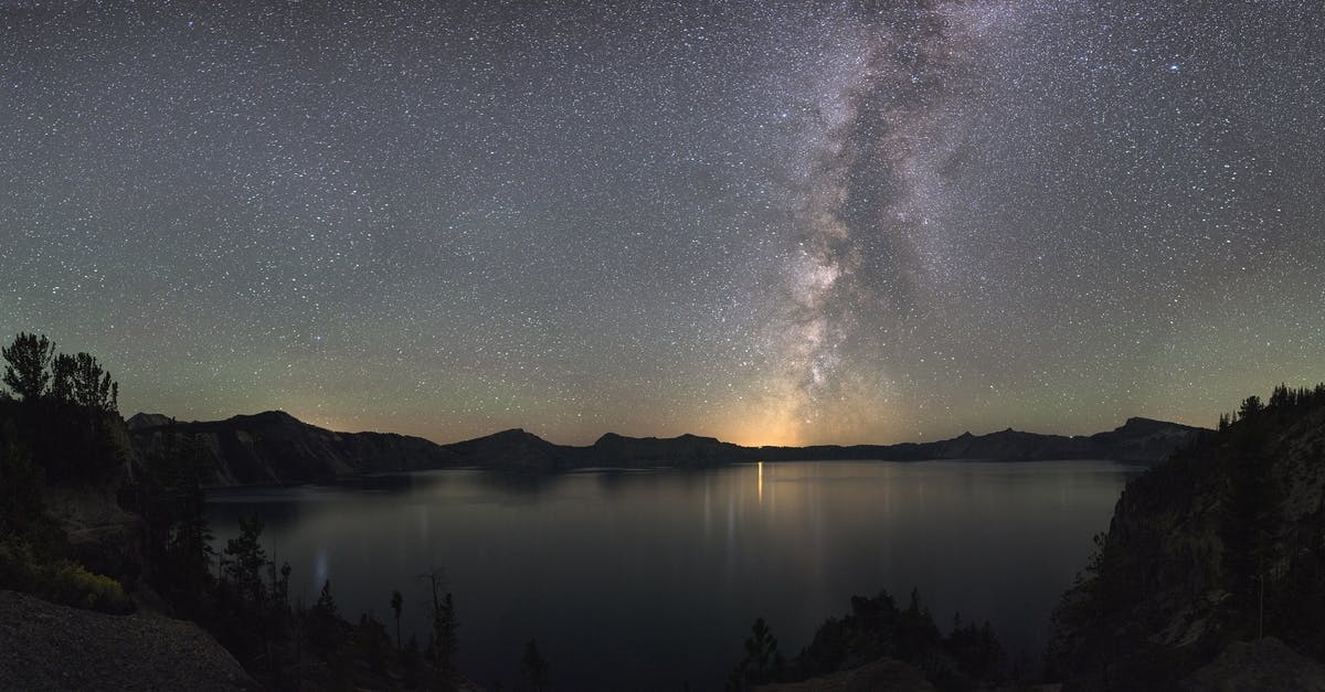 Crater Lake Oregon - can you sleep in your car at night? - Panoramic View Of A Lake Under A Starry Sky