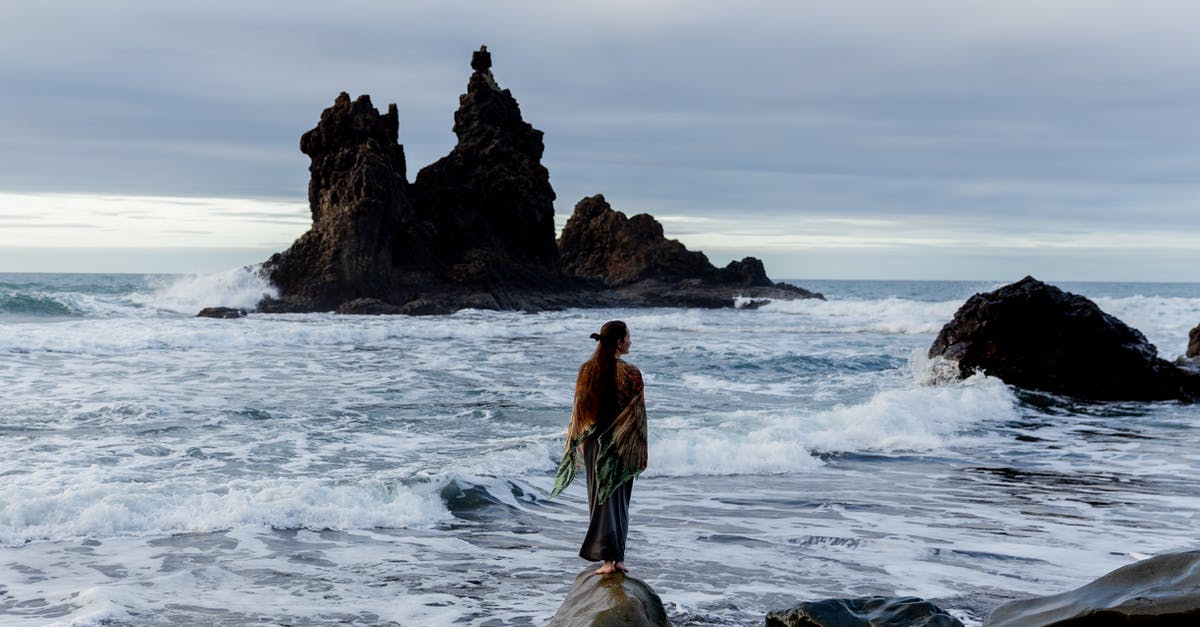 Day trip to castle(s) when staying in Bucharest - Unrecognizable female tourist standing on rocky coast