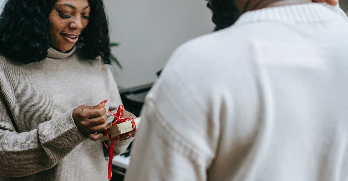 DM in Berlin open during christmas? - Black couple in sweaters congratulating each other on Christmas