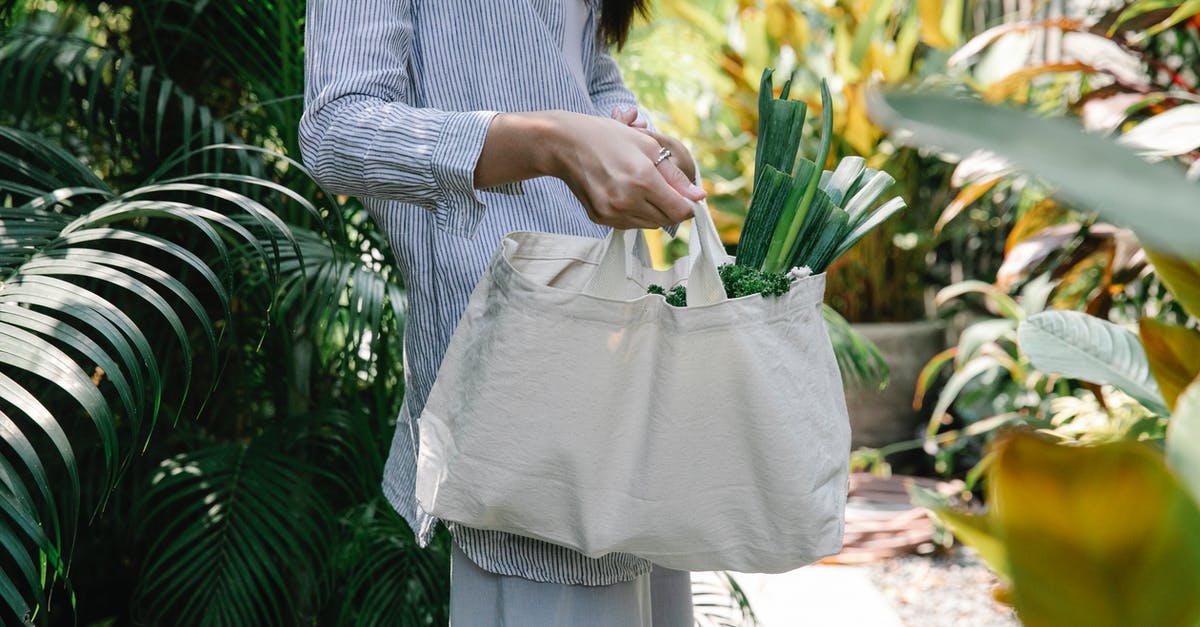 Do I collect bags at MEX when flying LHR–MEX–CUN? - Crop faceless brunette in casual clothes carrying bag with ripe raw vegetable in sunny abundant garden