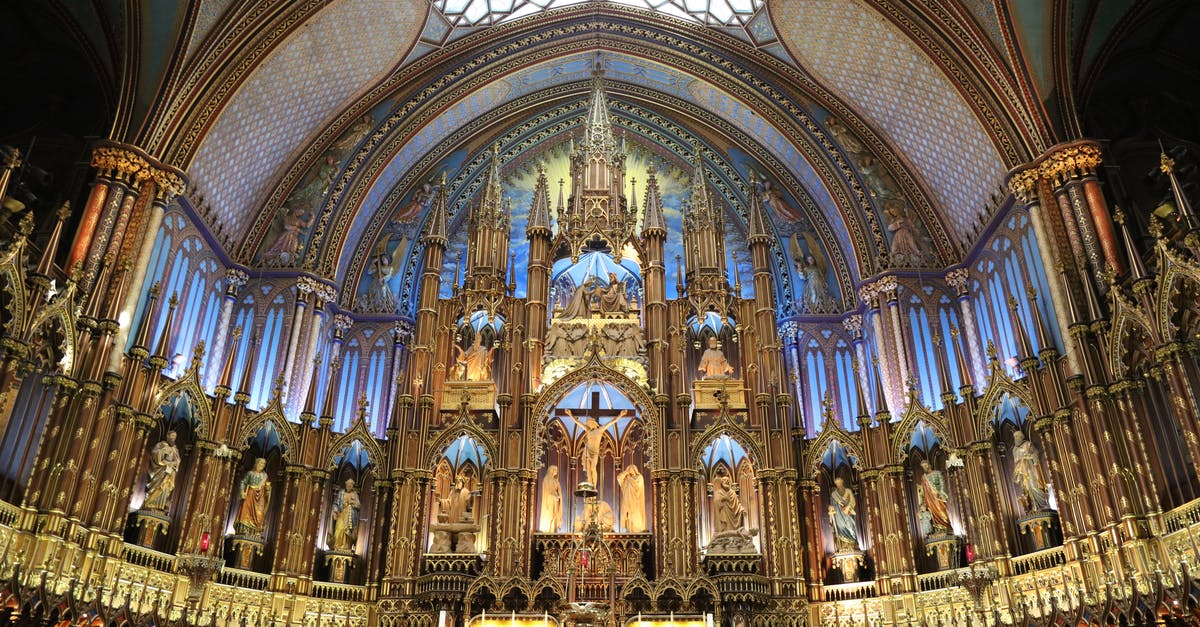 Do I need a transit visa travelling from London via Canada to the Dominican Republic? [duplicate] - From below of ornamental altar with ancient sculptures and arched ceiling inside of famous Cathedral Basilica of Notre Dame de Quebec