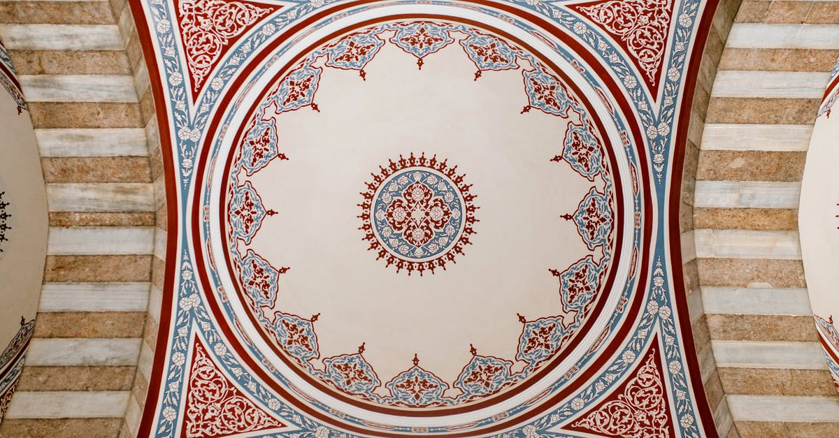 Do I need a transit visa travelling from Pakistan via Turkey to Iraq? - From below of oriental colorful ornate on dome in ancient Muslim mosque in Turkey