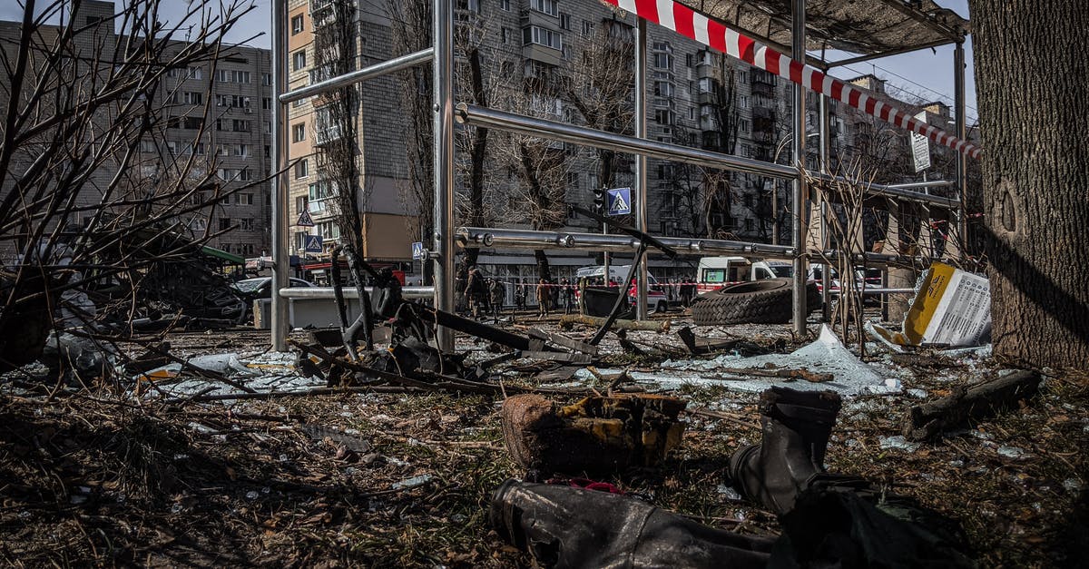 Do I need a Ukraine visa as a permanent USA resident? - Devastated Bus Stop in Town after Bomb Explosion